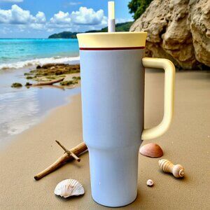 Owala Travel Tumbler Cup Stainless Steel STRAW OR SIP with Handle 40 oz Blue